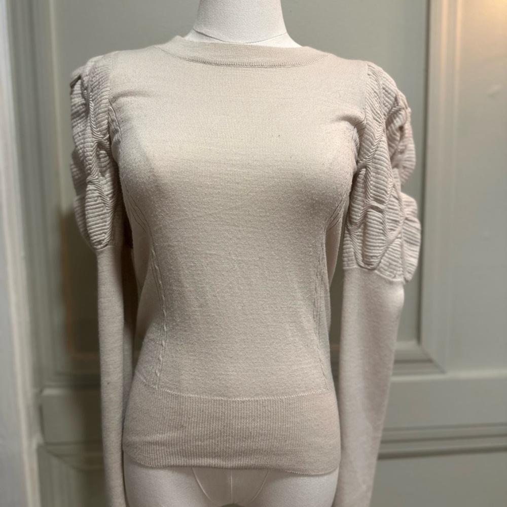 McGinn Soft Beige Textured Sleeve Sweatshirt